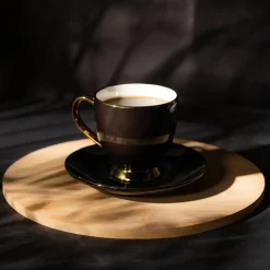 Filiżanka porcelanowa ze spodkiem czarna ROYAL 220 ml