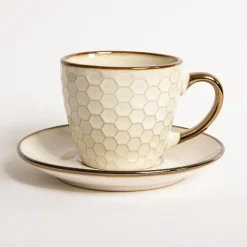 Filiżanki I Spodki|Prima Cucina Filiżanka ze spodkiem plaster miodu BRESCA 220 ml