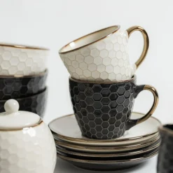 Filiżanki I Spodki|Prima Cucina Filiżanka ze spodkiem plaster miodu BRESCA 220 ml