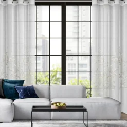 Eurofirany Firana na przelotkach biało-srebrna ESTELLA 140x250 cm