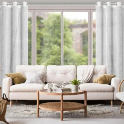 Firany, Zasłony I Akcesoria|Eurofirany Firana na przelotkach biało-srebrna AMALIA 140x250 cm
