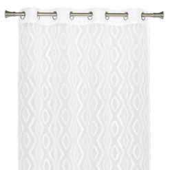 Firany, Zasłony I Akcesoria| Firana na przelotkach w geometryczne wzory biała TULUM 140x260 cm