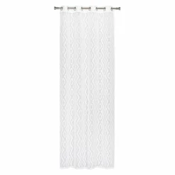 Firany, Zasłony I Akcesoria| Firana na przelotkach w geometryczne wzory biała TULUM 140x260 cm