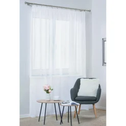 Firany, Zasłony I Akcesoria| Firana na taśmie marszczonej biała DIANA 140x260 cm