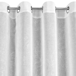 Eurofirany Firana w kwiaty biało-srebrna ANITA 140x270 cm