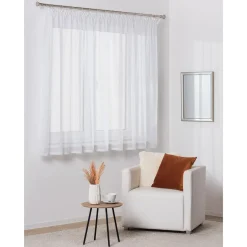 Firany, Zasłony I Akcesoria| Firana z koronką na taśmie marszczącej biała ZIGI 290x160 cm