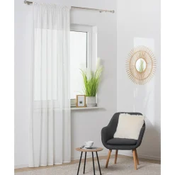 Firana z taśmą biała REMO 140x260 cm