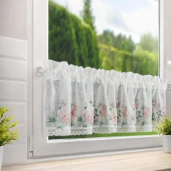 Firany, Zasłony I Akcesoria|Eurofirany Firana zazdrostka biało-różowa ASTEJA 30x150 cm