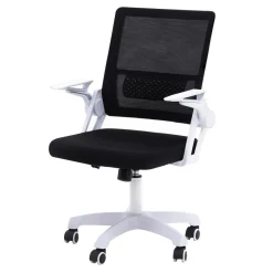 Fotele Biurowe| Fotel biurowy z ruchomymi podłokietnikami czarno-biały FROSTEA