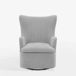 Fotele Wypoczynkowe| Fotel bujany na obrotowej podstawie szary SHOAN