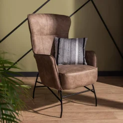 Fotel na metalowych nogach brązowy MODDA