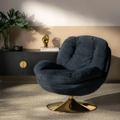 Fotele Wypoczynkowe| Fotel obrotowy granatowy DUNNE