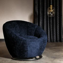 Fotele Wypoczynkowe| Fotel obrotowy granatowy CAPRIOLA