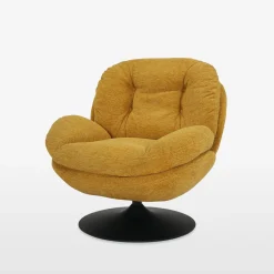 Fotele Wypoczynkowe| Fotel obrotowy musztardowy DUNNE