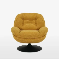 Fotele Wypoczynkowe| Fotel obrotowy musztardowy DUNNE