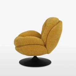 Fotele Wypoczynkowe| Fotel obrotowy musztardowy DUNNE