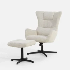 Fotele Wypoczynkowe|inny Fotel obrotowy z podnóżkiem beżowy DOVETAL