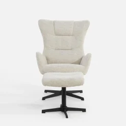 Fotele Wypoczynkowe|inny Fotel obrotowy z podnóżkiem beżowy DOVETAL