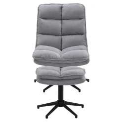 Fotele Wypoczynkowe| Fotel obrotowy z podnóżkiem szary CHENNAI