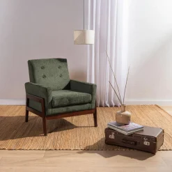 Fotele Wypoczynkowe| Fotel retro ciemnozielony MIATU