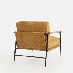 Fotel sztruksowy musztardowy DRITRE