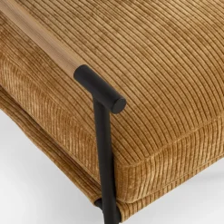 Fotel sztruksowy musztardowy DRITRE