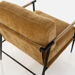 Fotel sztruksowy musztardowy DRITRE