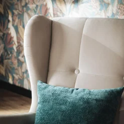 inny Fotel uszak welurowy kremowy VITO