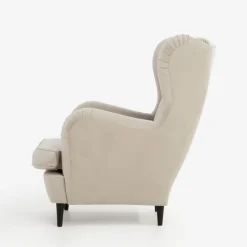 inny Fotel uszak welurowy kremowy VITO