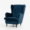 Fotele Wypoczynkowe|inny Fotel uszak welurowy niebieski VITO