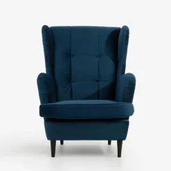 Fotele Wypoczynkowe|inny Fotel uszak welurowy niebieski VITO
