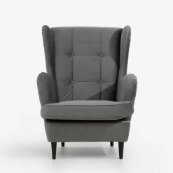 Fotele Wypoczynkowe|inny Fotel uszak welurowy szary VITO