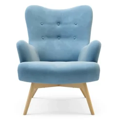 Fotele Wypoczynkowe| Fotel welurowy jasnoniebieski ZELE