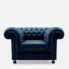 Fotele Wypoczynkowe|Inspire Fotel welurowy lazurowy CHESTER