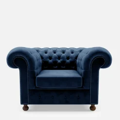 Fotele Wypoczynkowe|Inspire Fotel welurowy lazurowy CHESTER