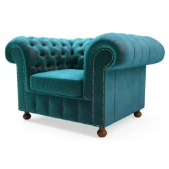 Fotele Wypoczynkowe|Inspire Fotel welurowy lazurowy CHESTER