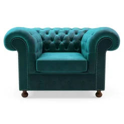 Fotele Wypoczynkowe|Inspire Fotel welurowy lazurowy CHESTER