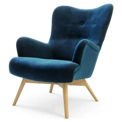 Fotele Wypoczynkowe| Fotel welurowy niebieski ZELE