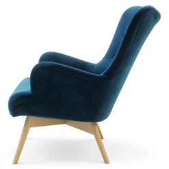 Fotele Wypoczynkowe| Fotel welurowy niebieski ZELE