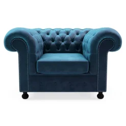 Inspire Fotel welurowy niebieski CHESTER