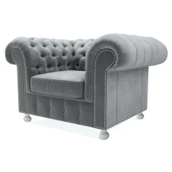 Inspire Fotel welurowy szary CHESTER