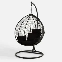 Fotel wiszący WIERI z czarnym siedziskiem