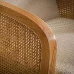 Fotele Wypoczynkowe| Fotel wypoczynkowy beżowy z plecionką wiedeńską ZELMO