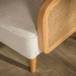 Fotele Wypoczynkowe| Fotel wypoczynkowy beżowy z plecionką wiedeńską ZELMO