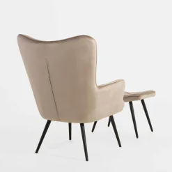 Fotele Wypoczynkowe|inny Fotel wypoczynkowy z podnóżkiem beżowy JEXI