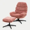Fotel wypoczynkowy z podnóżkiem różowy DEFIT