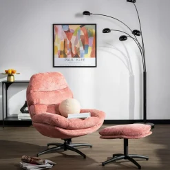 Fotel wypoczynkowy z podnóżkiem różowy DEFIT