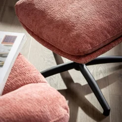 Fotel wypoczynkowy z podnóżkiem różowy DEFIT