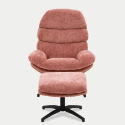 Fotel wypoczynkowy z podnóżkiem różowy DEFIT