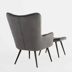 Fotele Wypoczynkowe|inny Fotel wypoczynkowy z podnóżkiem ciemnoszary JEXI